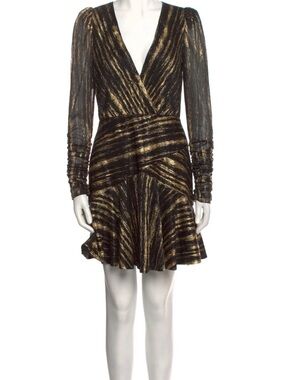 Monique Lhuillier Black and Gold Metallic Long-Sleeve.